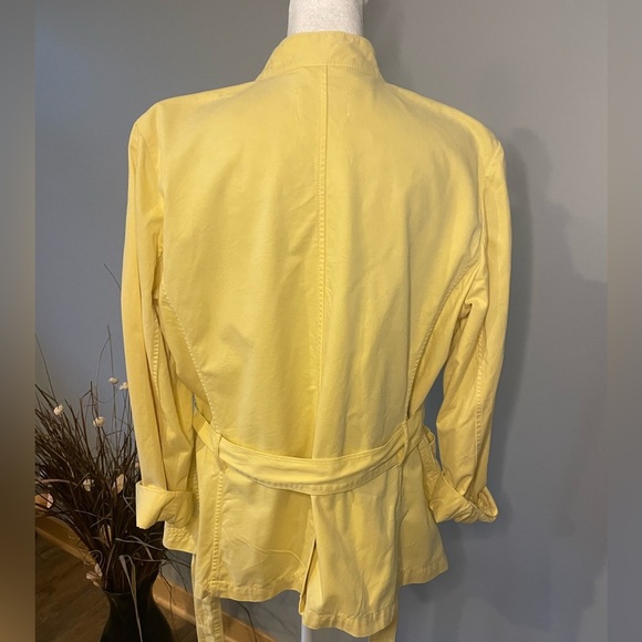 LOFT Women’s Large Yellow Utility Jacket Belted Safari Style 100% Cotton - Picture 3 of 10